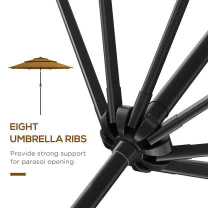 9 Foot 3-Tier Market Style Outdoor Patio Umbrella with Crank Handle