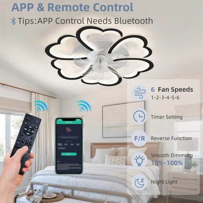 26.7 Inch Remote Control Black Ceiling Fan with Lights