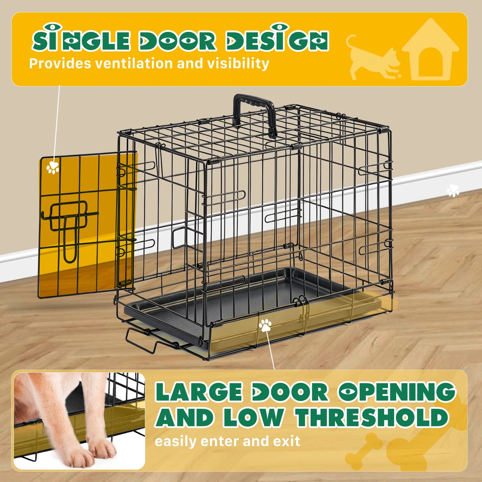 JHK 18 Inch Foldable Metal Pet Kennel