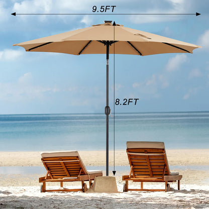 JHK 10 FT Solar Patio Umbrella with 32 LED Lights