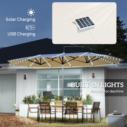15 Foot Patio Umbrella with Solar Lights