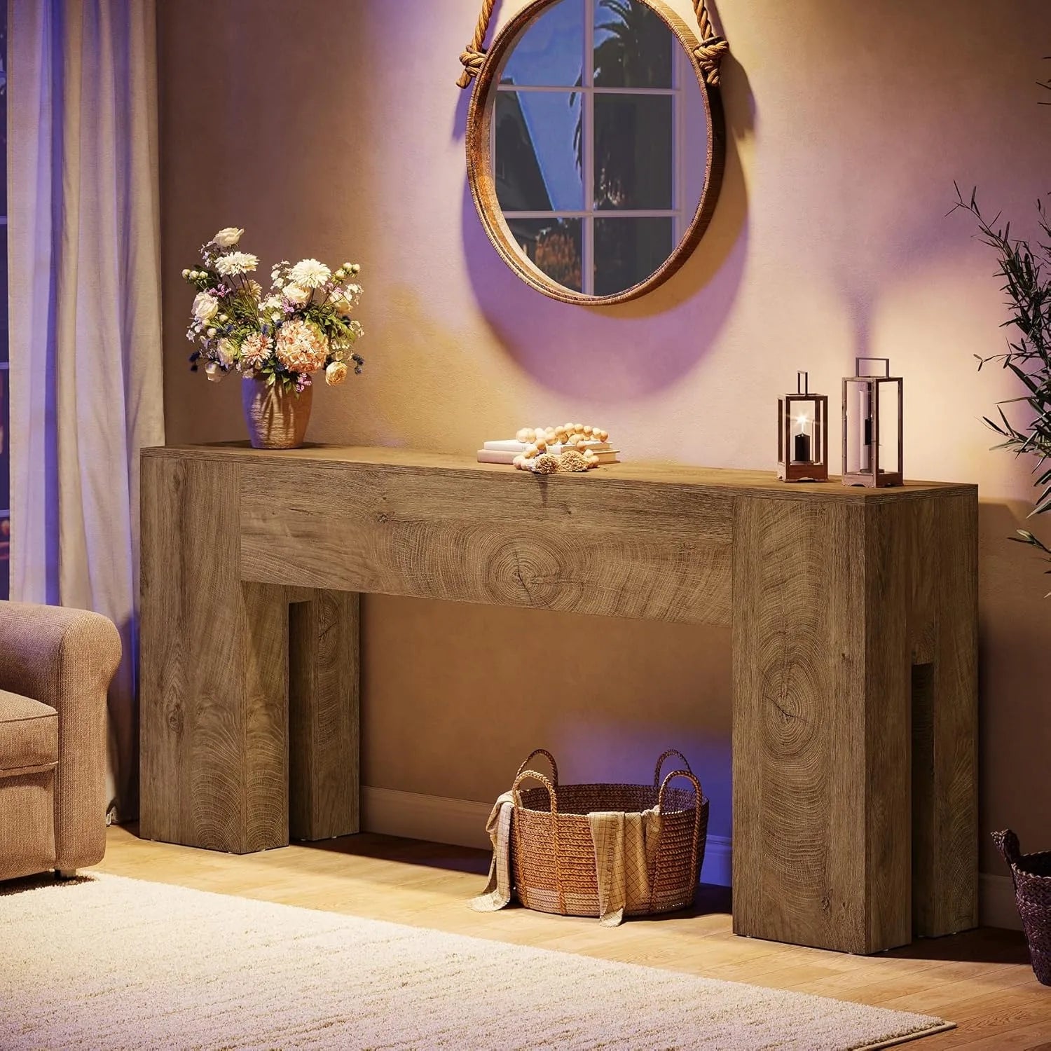 LITTLE TREE 71 Inch Farmhouse Style Console Table