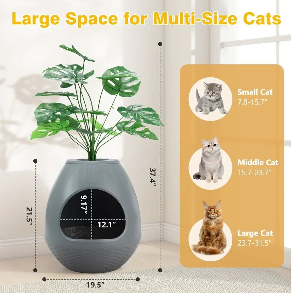 Egg Shaped Smart Cat Litter Box with Odor Removal System