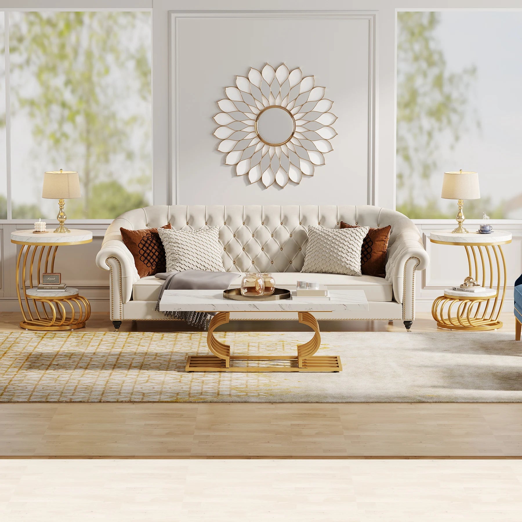 Tribesigns Round End Table with 2-Tiers