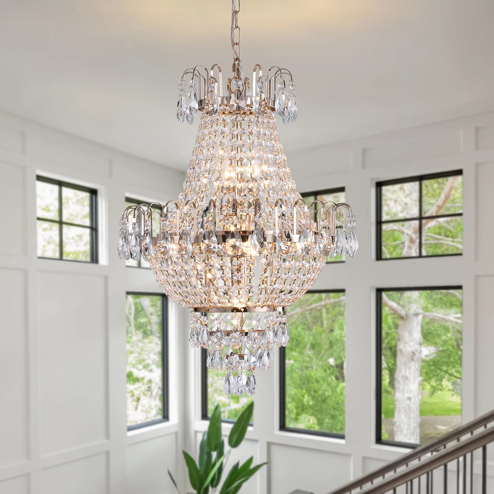 ARLGSITE Luxury Gold Crystal Chandelier