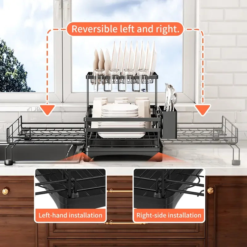 Foldable Two-Level Over Sink Dish Drying Rack