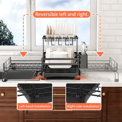 Foldable Two-Level Over Sink Dish Drying Rack