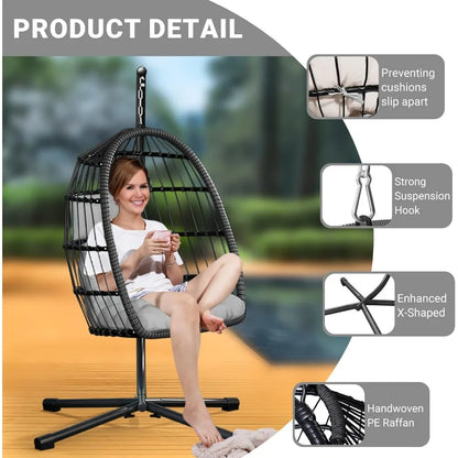 Hanging Rattan Egg Chair with Stand