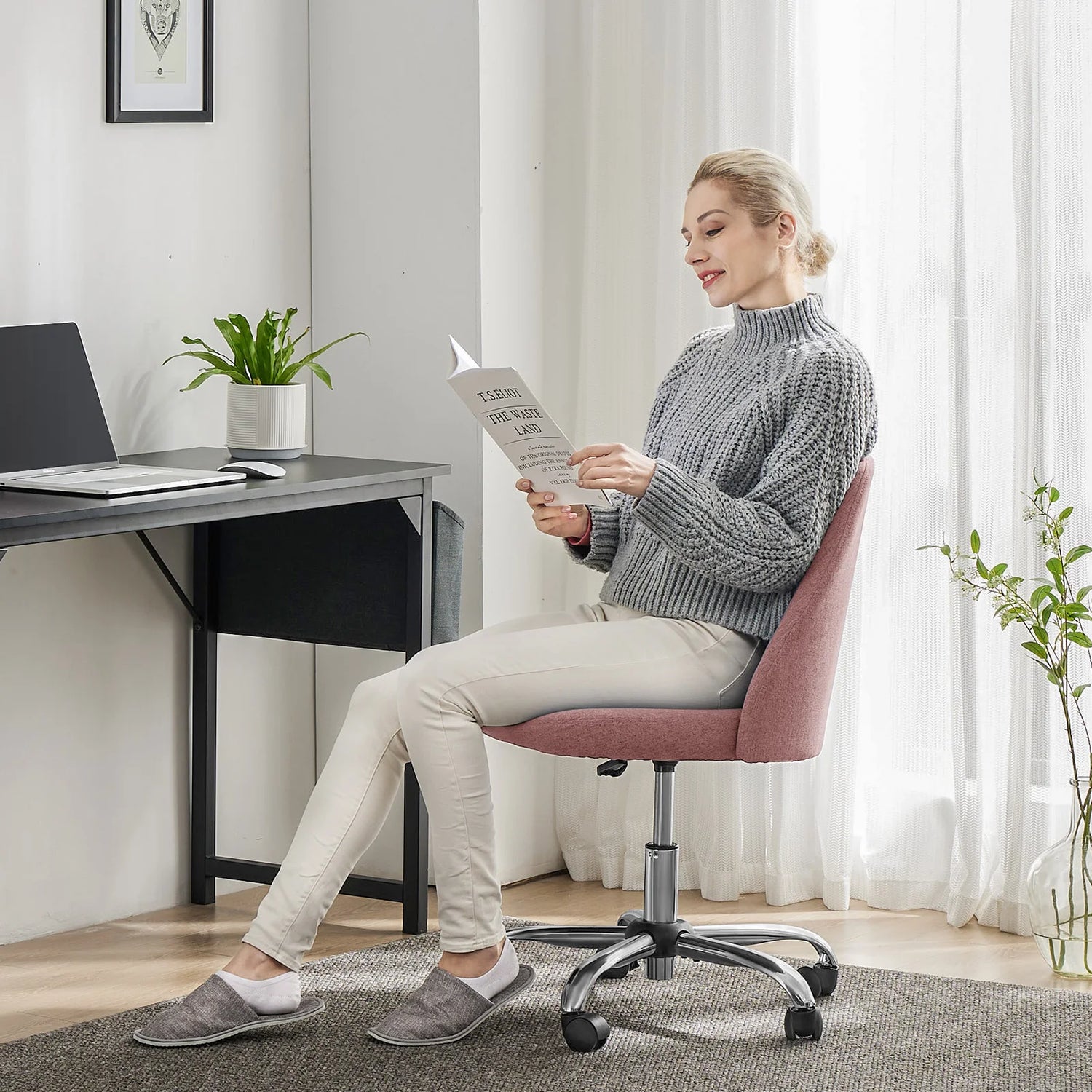 JHK Armless Small Desk Office Chair