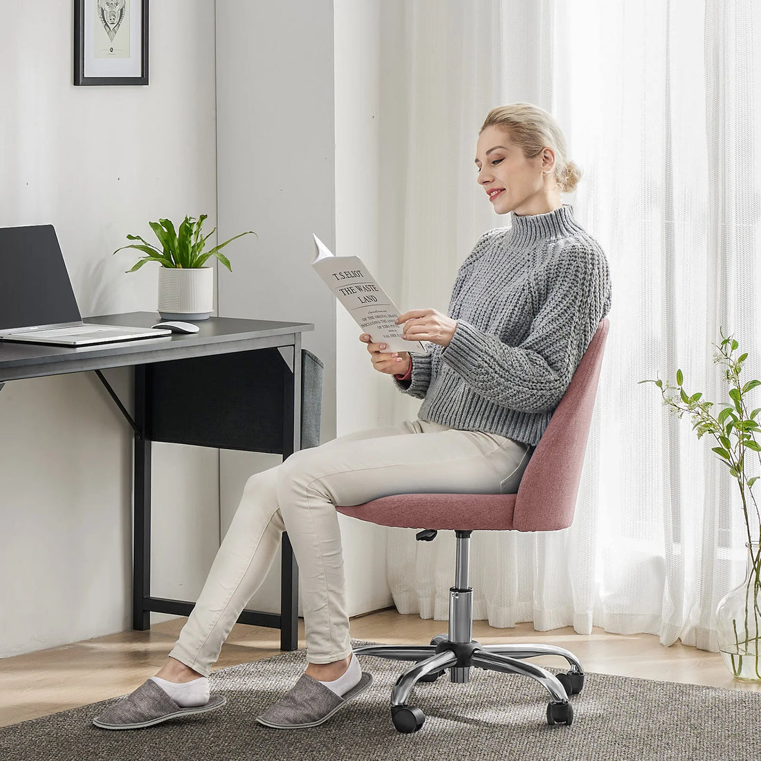 JHK Armless Small Desk Office Chair