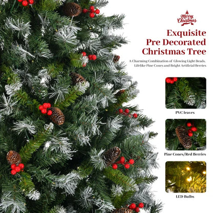 9 Foot Pre-Lit Pre-Decorated Pine Hinged Christmas Tree