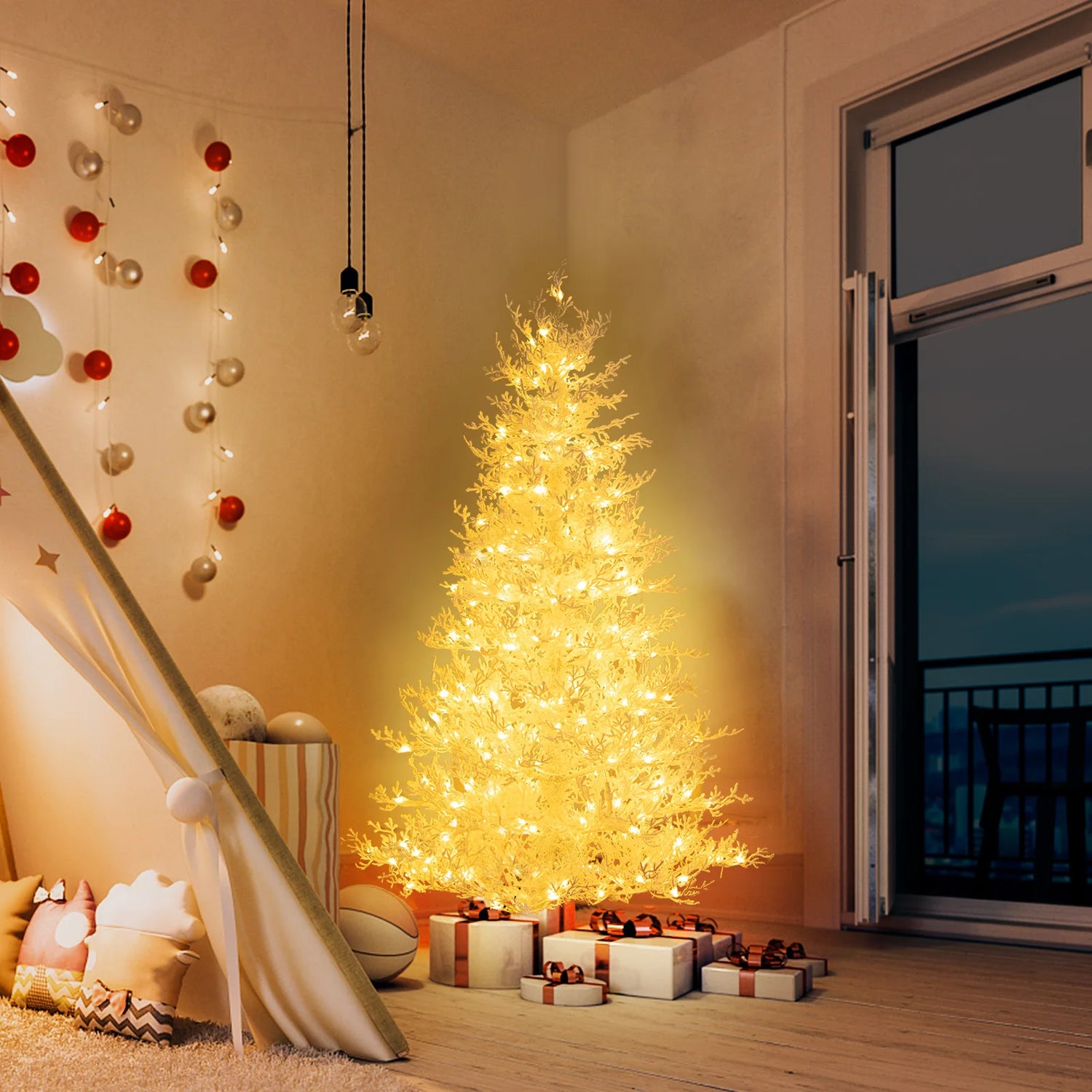 6-Foot Pre-Lit Artificial Christmas Tree