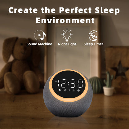 White Noise Alarm Clock with Night Light and Sleep Timer