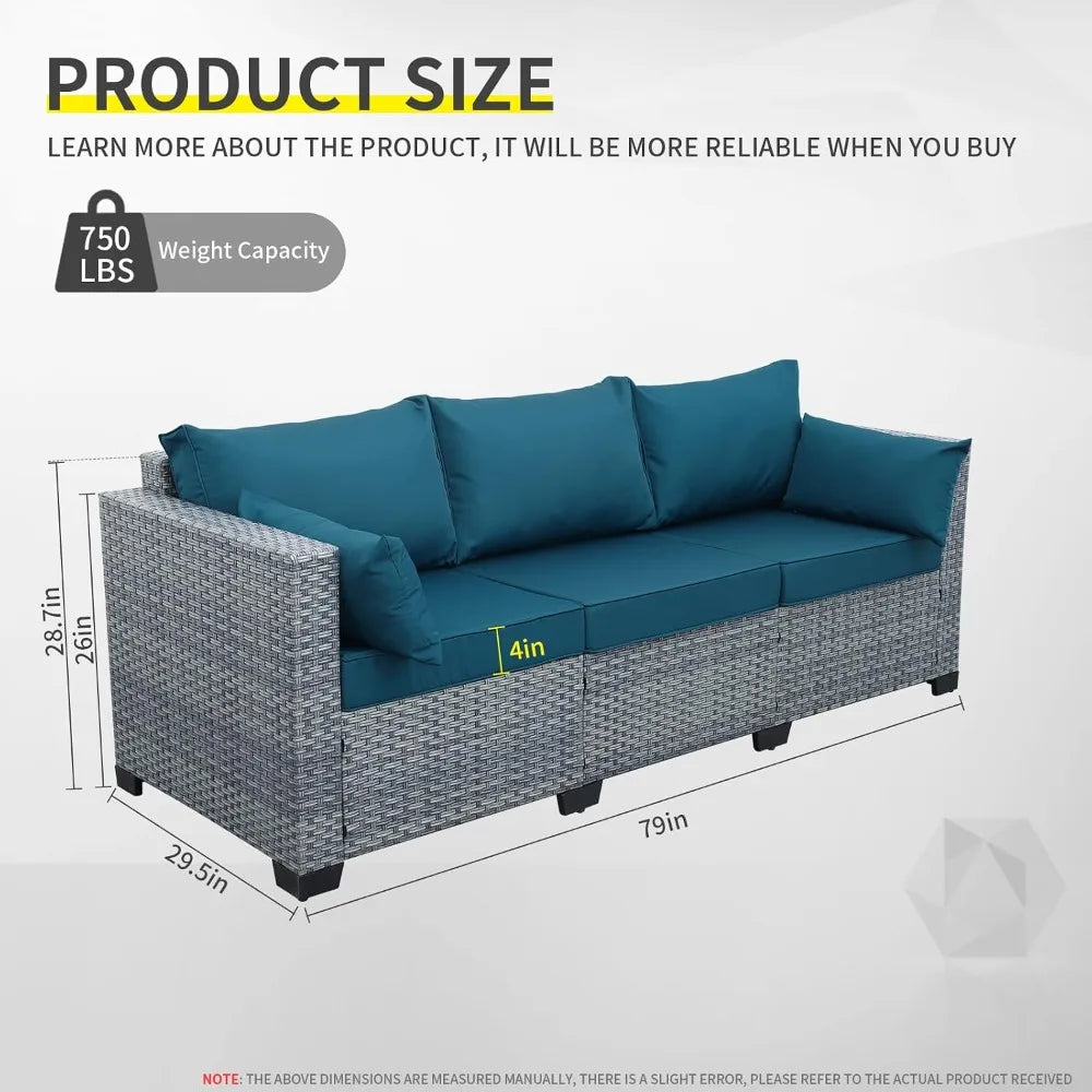 Outdoor Modern 3-Seat Patio Sofa with High Backrest