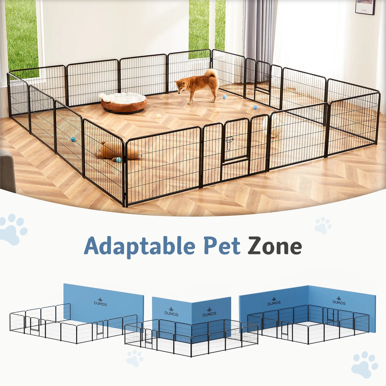 JHK 16 Panel Foldable Metal Dog Playpen