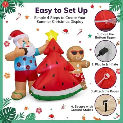 5.7 Foot Outdoor Christmas in July Santa Inflatable Decoration