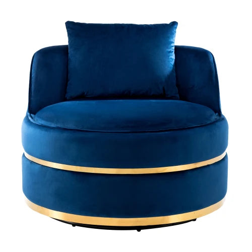 360 Degree Modern Blue Velvet Swivel Accent Chair