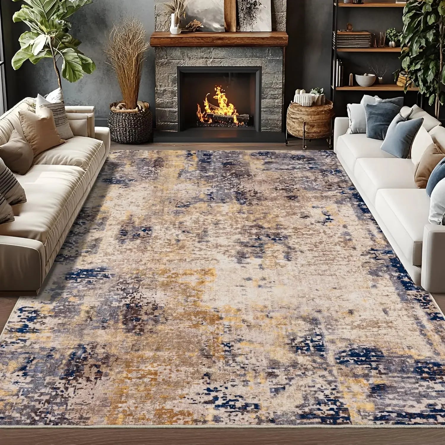 VIKAMA Modern Abstract Washable Area Rug
