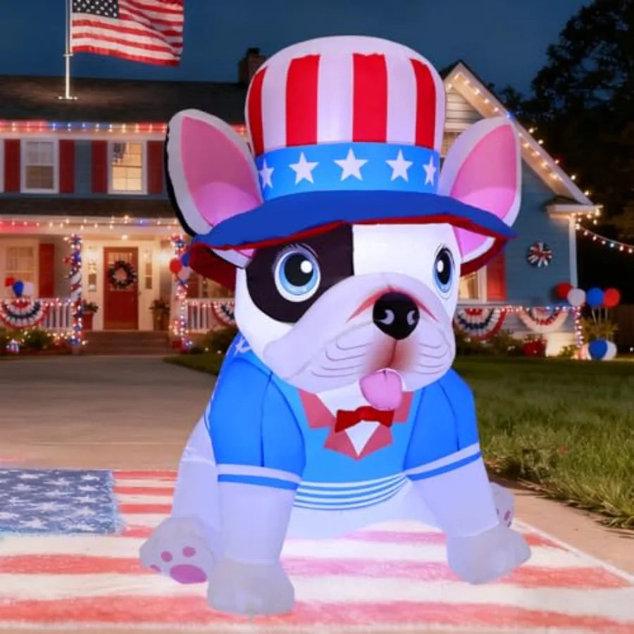5 Foot Outdoor Patriotic Puppy Dog Inflatable Decoration