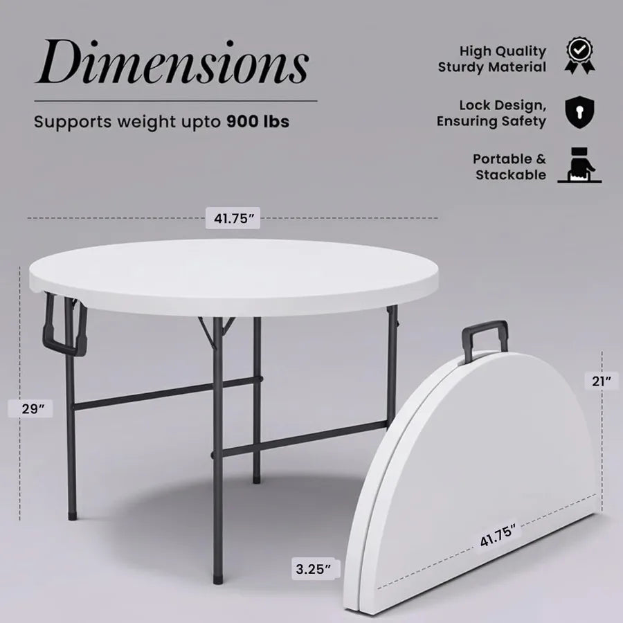 3.5 Feet Circular Round Foldable Table with Built-In Handle