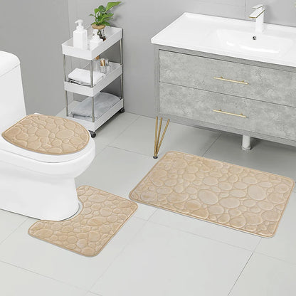 Water-Absorbing Non-Slip Solid Color Bathroom Rug Set