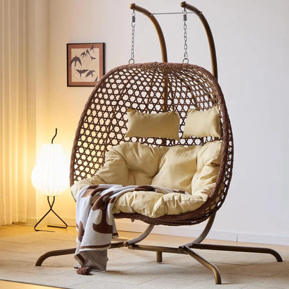 Double Hanging Egg Chair with Stand