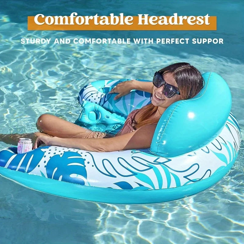 JOYFY 2-Pack Inflatable Pool Chairs with Cup Holders