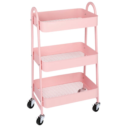 JHK 3-Tier Metal Kitchen Cart with Lockable Wheels