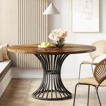 Tribesigns Farmhouse Style Round Dining Table for 4-6 People