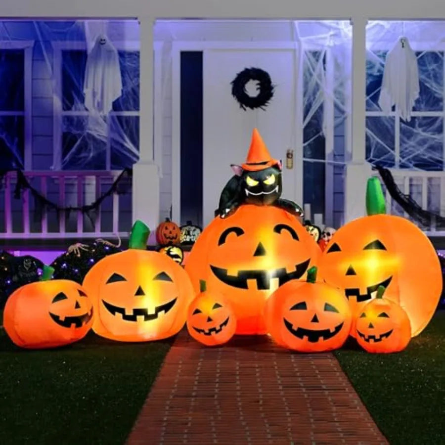 7 Foot Long Outdoor Pumpkin Halloween Inflatable Decoration