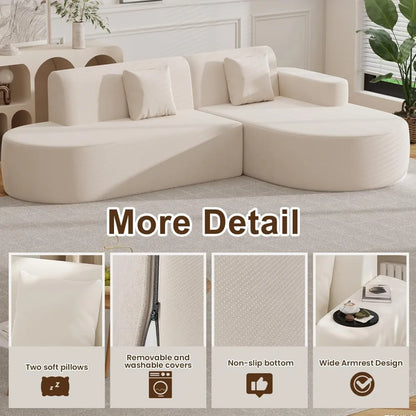 93 Inch Modern Curved L-Shaped Sofa Couch in Chenille or Corduroy