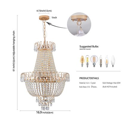 ARLGSITE Luxury Gold Crystal Chandelier