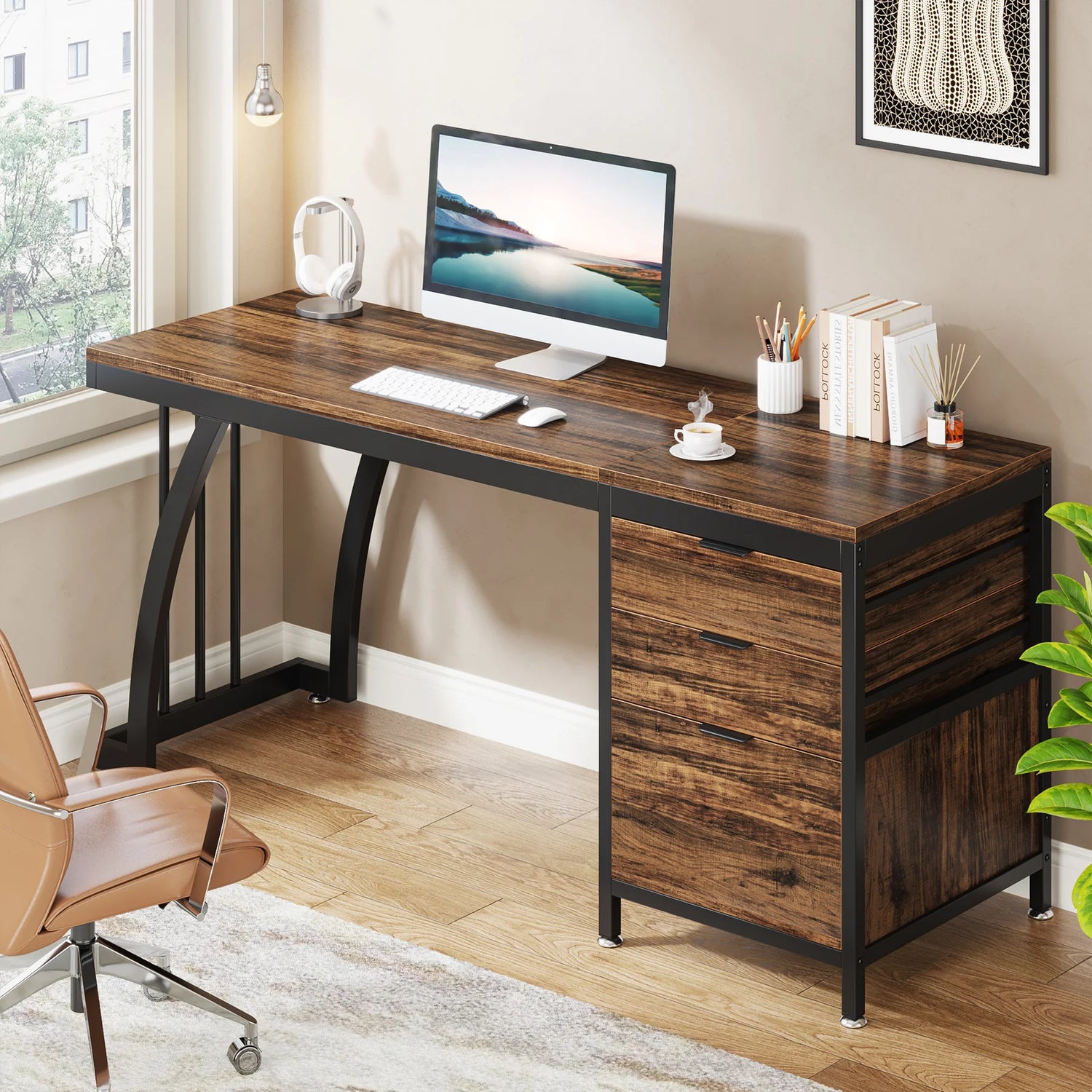 Tribesigns Computer Desk with 3 Drawers Available in 3 Colors
