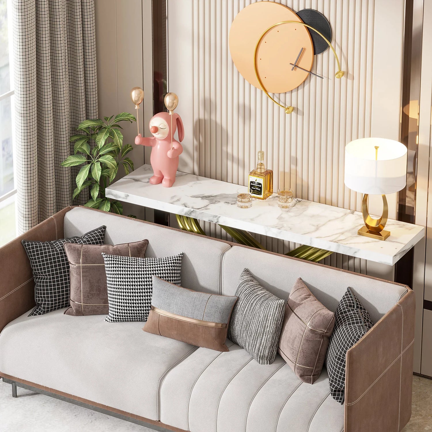 Tribesigns 55 Inch Modern Faux Marble Console Table