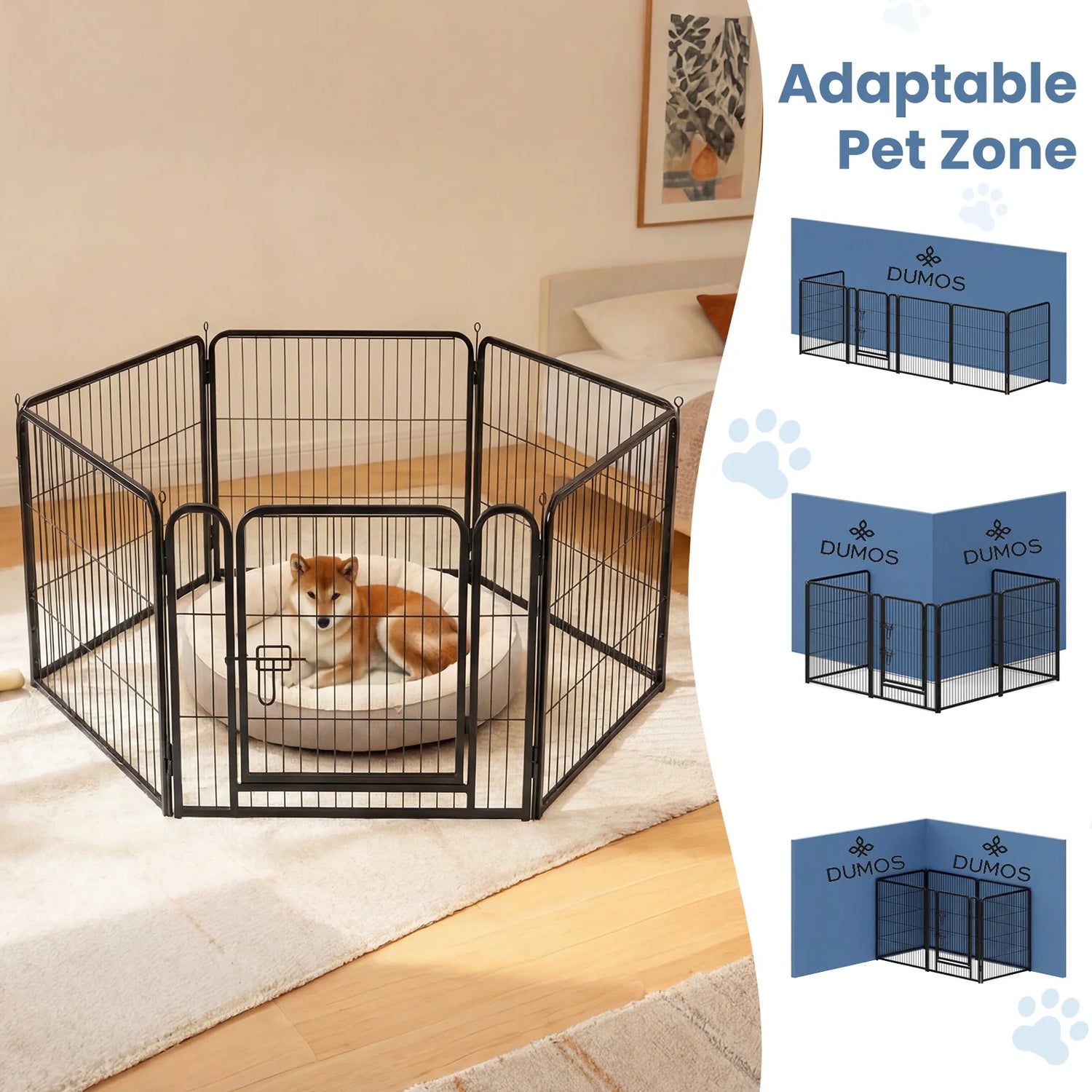 JHK 6 Panel Foldable Metal Dog Playpen