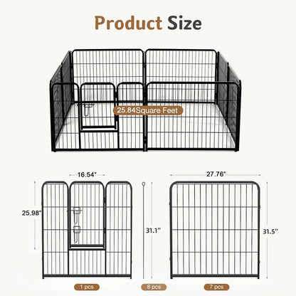 JHK 8 Panel Foldable Metal Dog Playpen