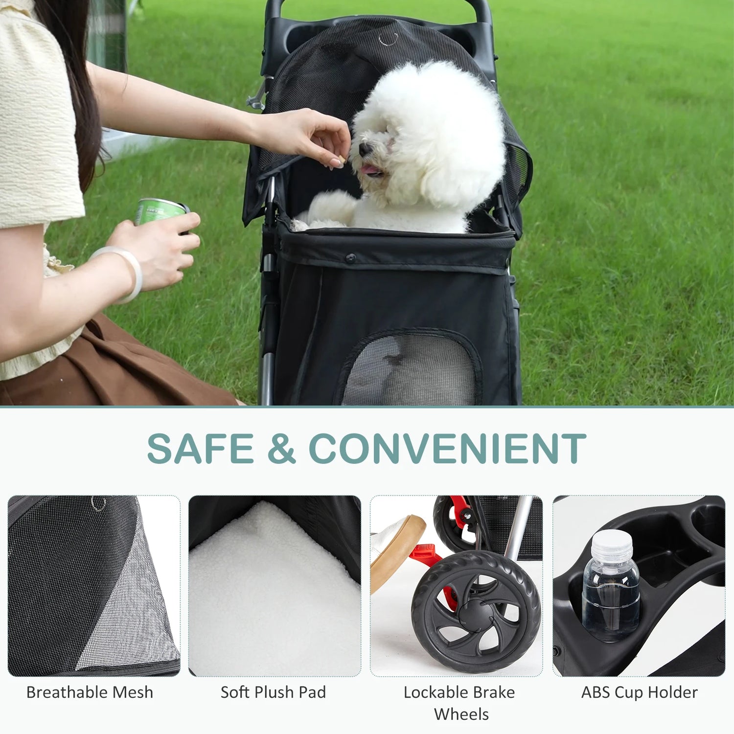 JHK 3 Wheel Foldable Pet Stroller for Small Dogs and Cats