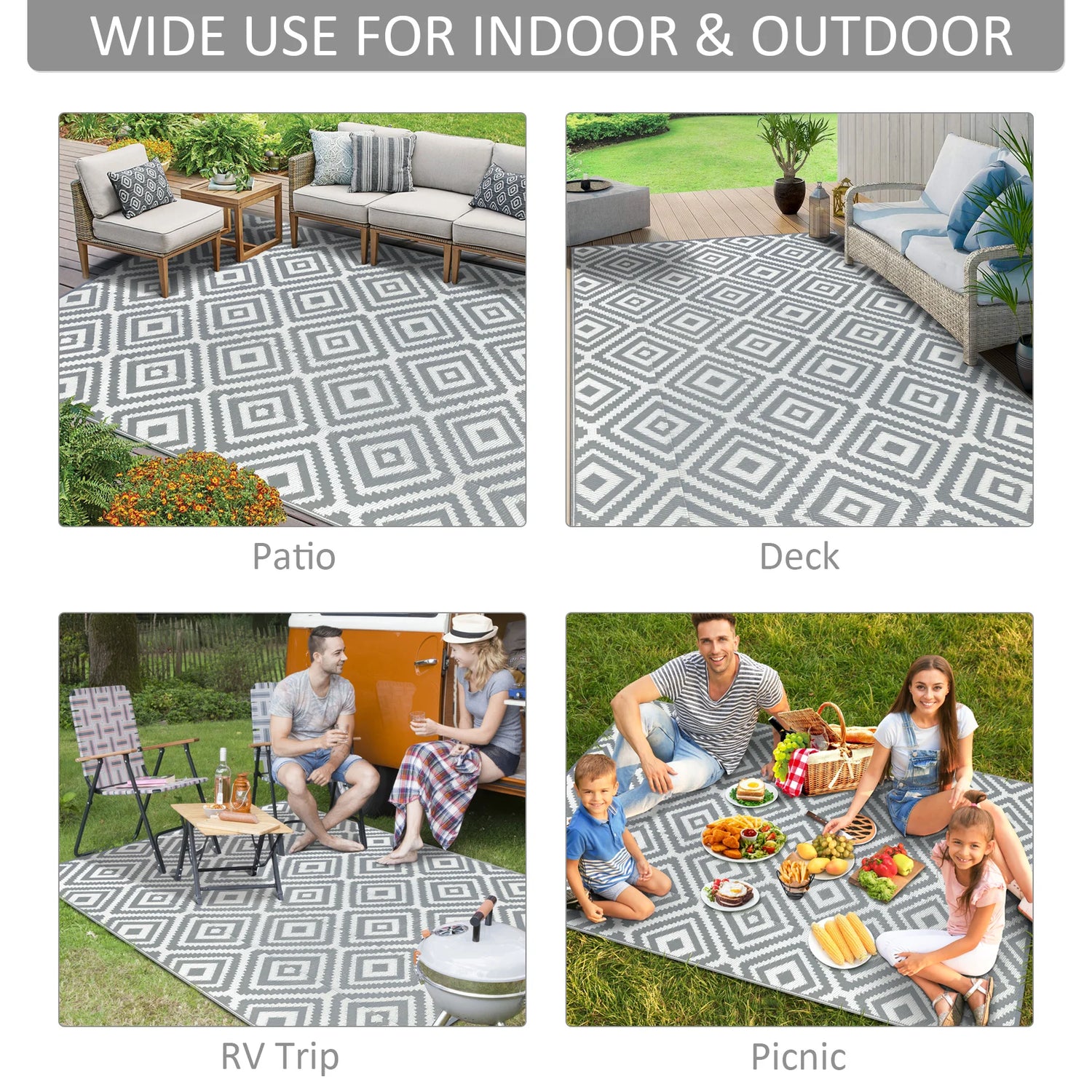 6‘ x 9’ Outdoor Waterproof Reversible Rug