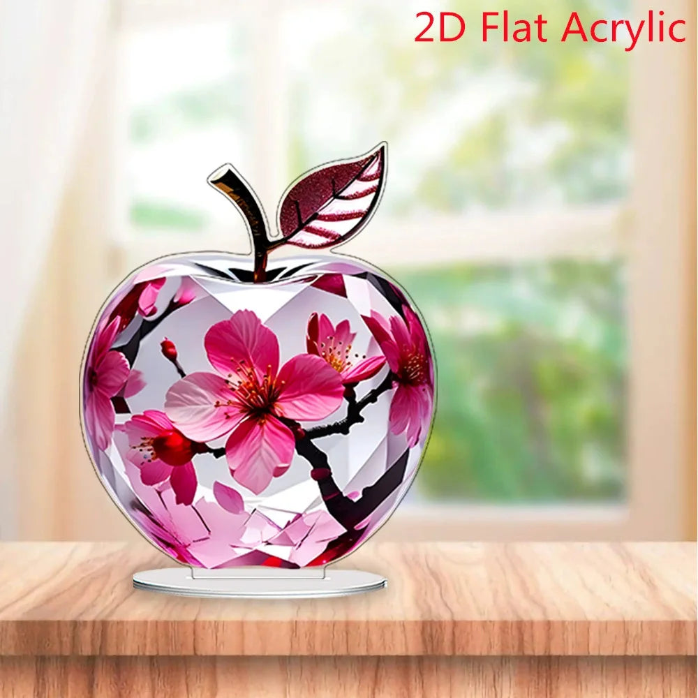 2D Clear Crystal Apple Collectible Figurine