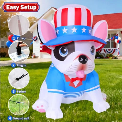 5 Foot Outdoor Patriotic Puppy Dog Inflatable Decoration
