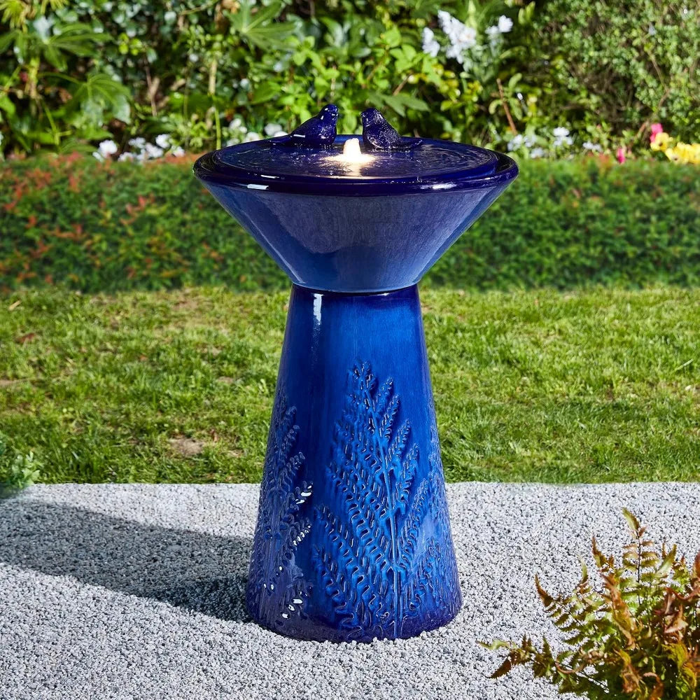 27.5 Inch Outdoor Garden Water Fountain with LED Lights and Pump