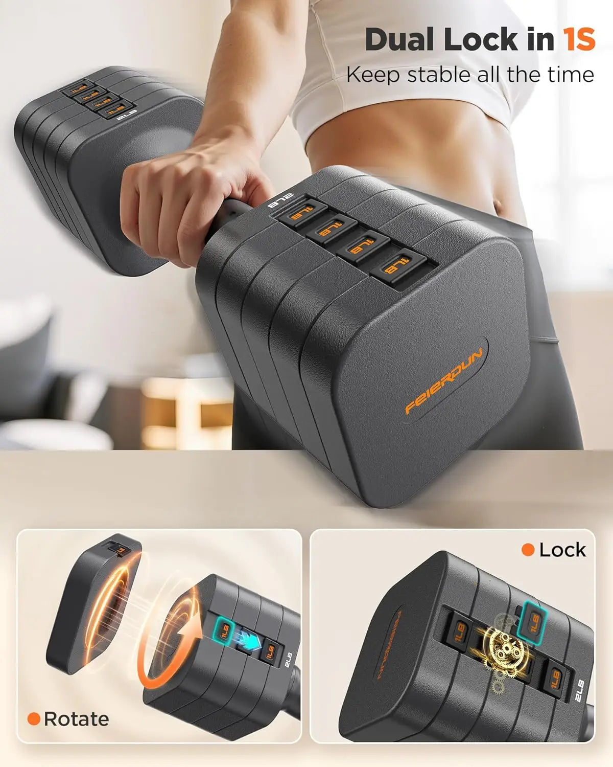 Set of Two 5-in-1 Adjustable Dumbbell Set