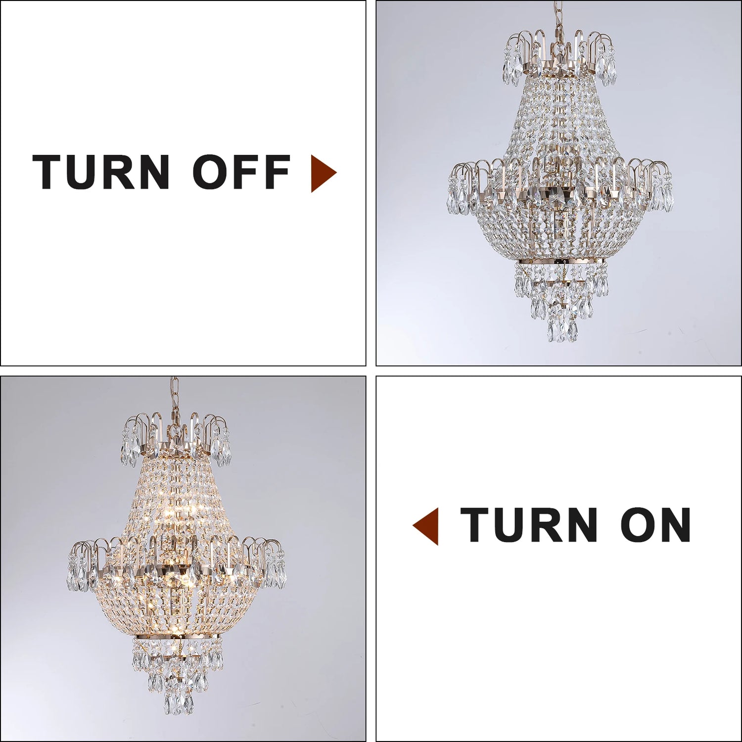 ARLGSITE Luxury Gold Crystal Chandelier