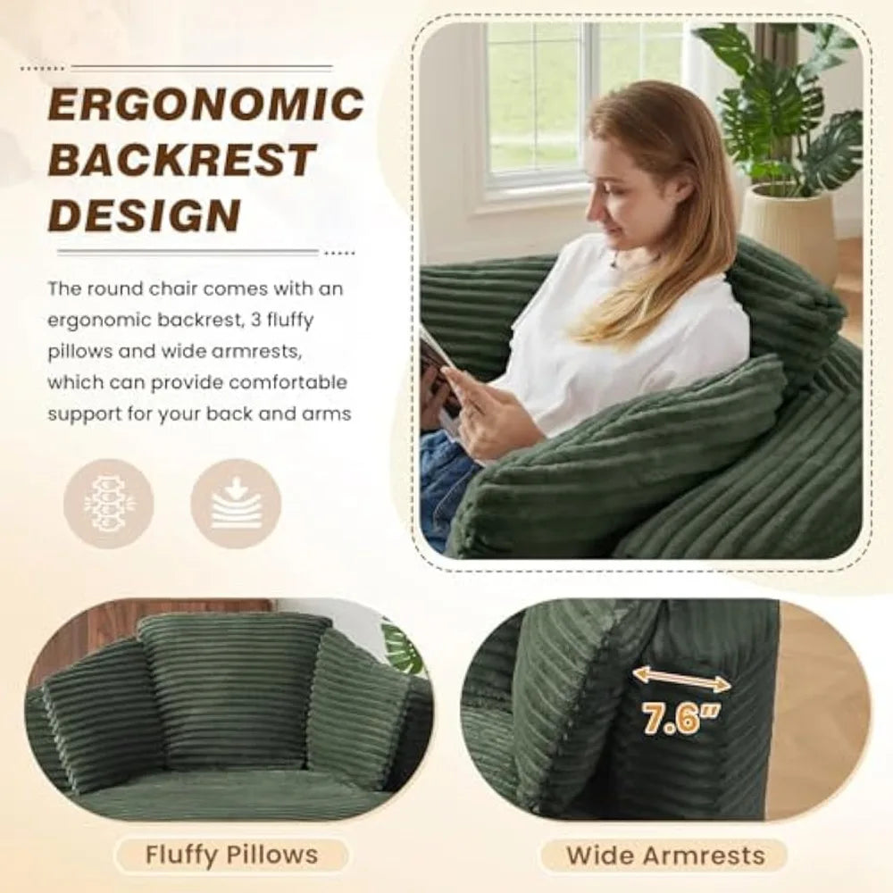 Luxurious Oversized Round Chaise Lounge Chair