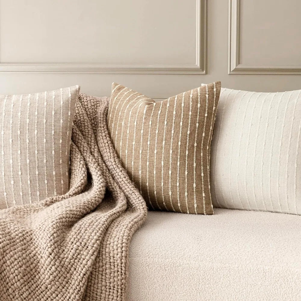 Set of 2 20 x 20 Inch Boho Striped Throw Pillow Covers