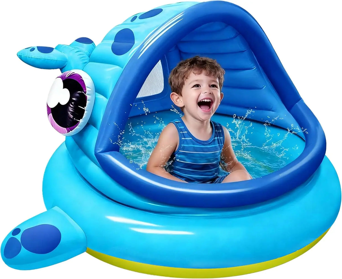 JOYFY Inflatable Whale Baby Pool with Built In Shade