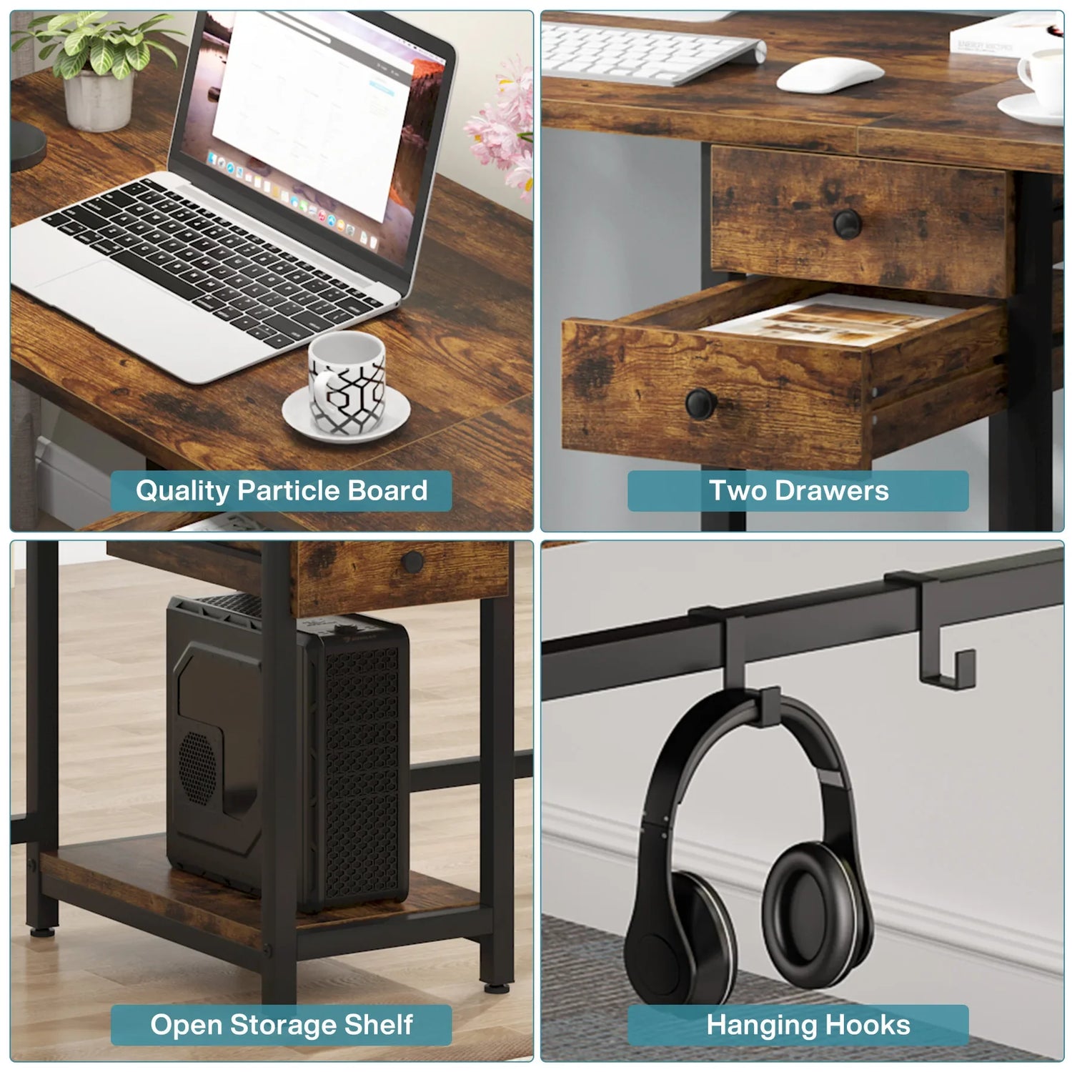 Tribesigns Two Person Desk with 2 Drawers