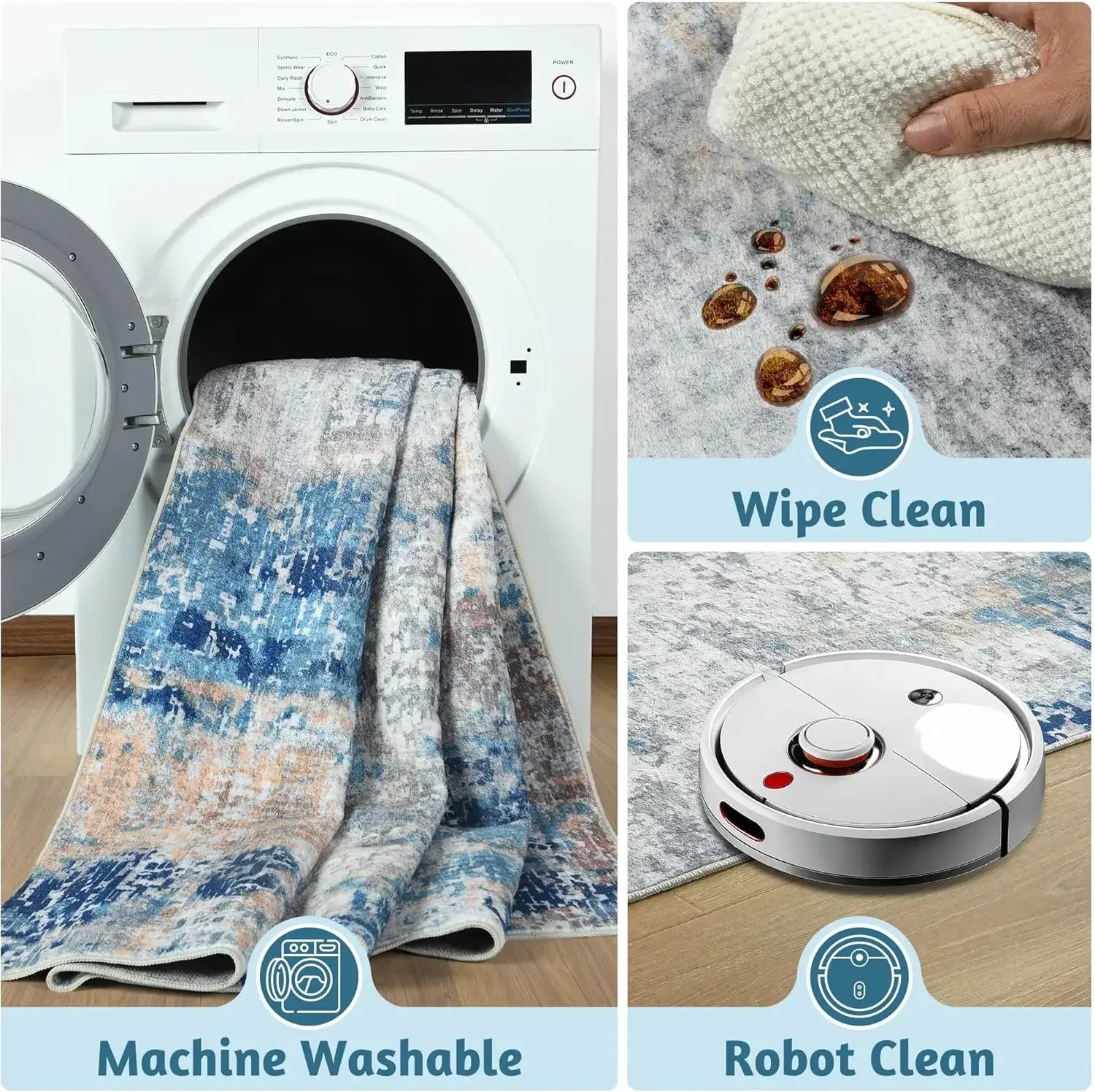 VIKAMA Modern Abstract Washable Area Rug