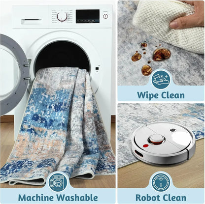 VIKAMA Modern Abstract Washable Area Rug