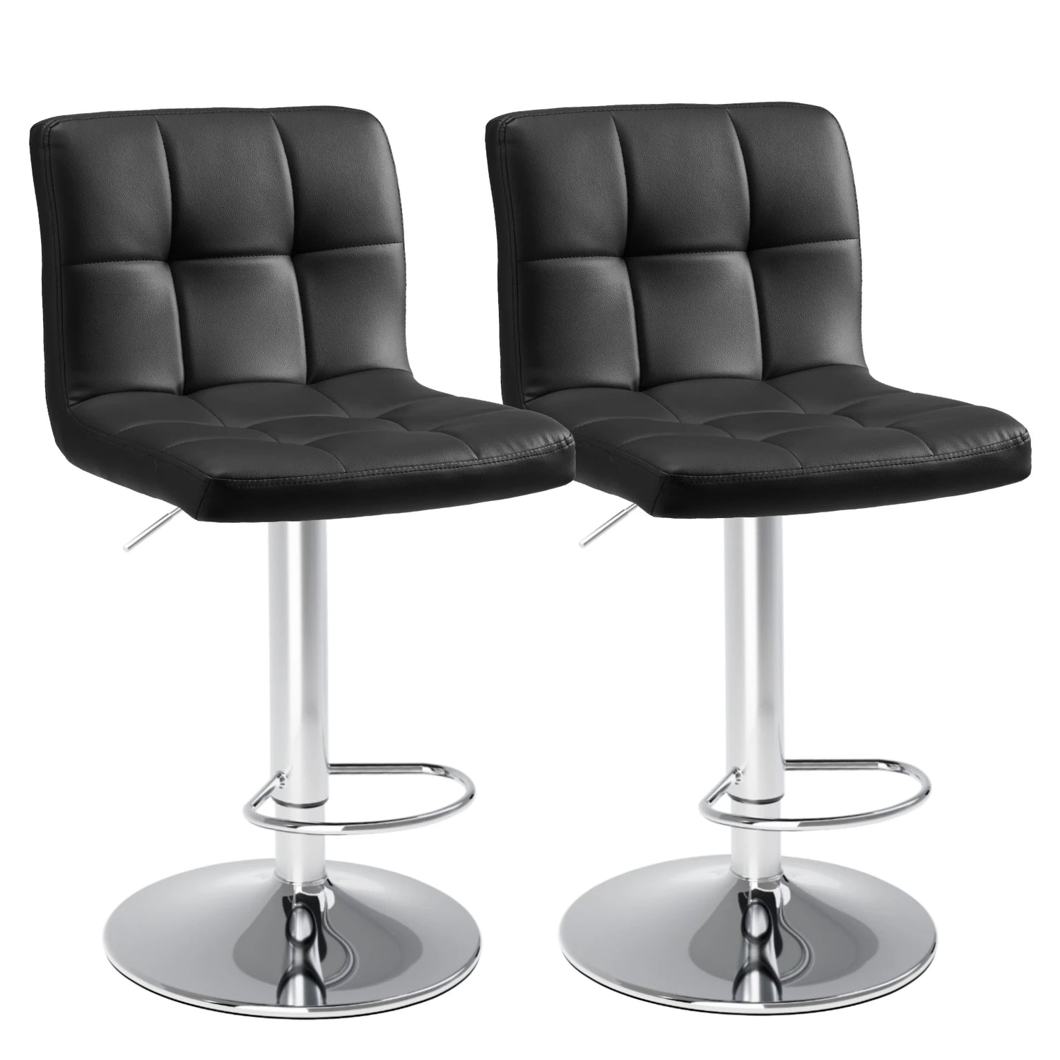 JHK PU Counter Height Leather Bar Stools Set of 2